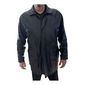 Genuine‎ Leather Black Jacket Vintage Phase Two Lined Men's Size Large